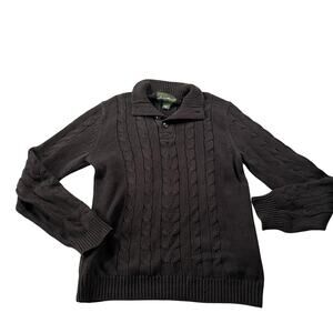 Eddie Bauer Brown Cotton Cable Knit Collared Pullover Sweater Men’s Sz L Tall